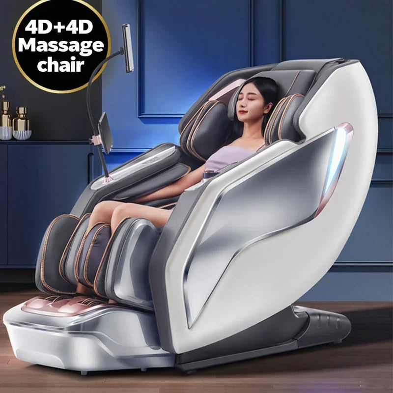 Full Body 4D+4D Massage Chair Intelligent Health Detection Massage Recline Chairs Zero Gravity Heating Stretch Massage Chair