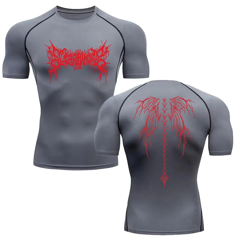 Y2K Compression Shirt Men Fitness Gym Skeleton Sport Running T-Shirt Rashgard Tops Tee Quick Dry Short Sleeve T-Shirt For Men