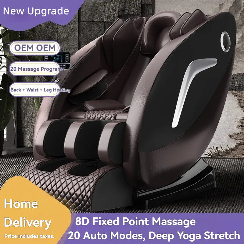 8D Fixed Point Massage Chair Full Body Zero Gravity Massage Recliner Chairs with Body Scan, Foot Rollers, 20 Modes, Deep Stretch