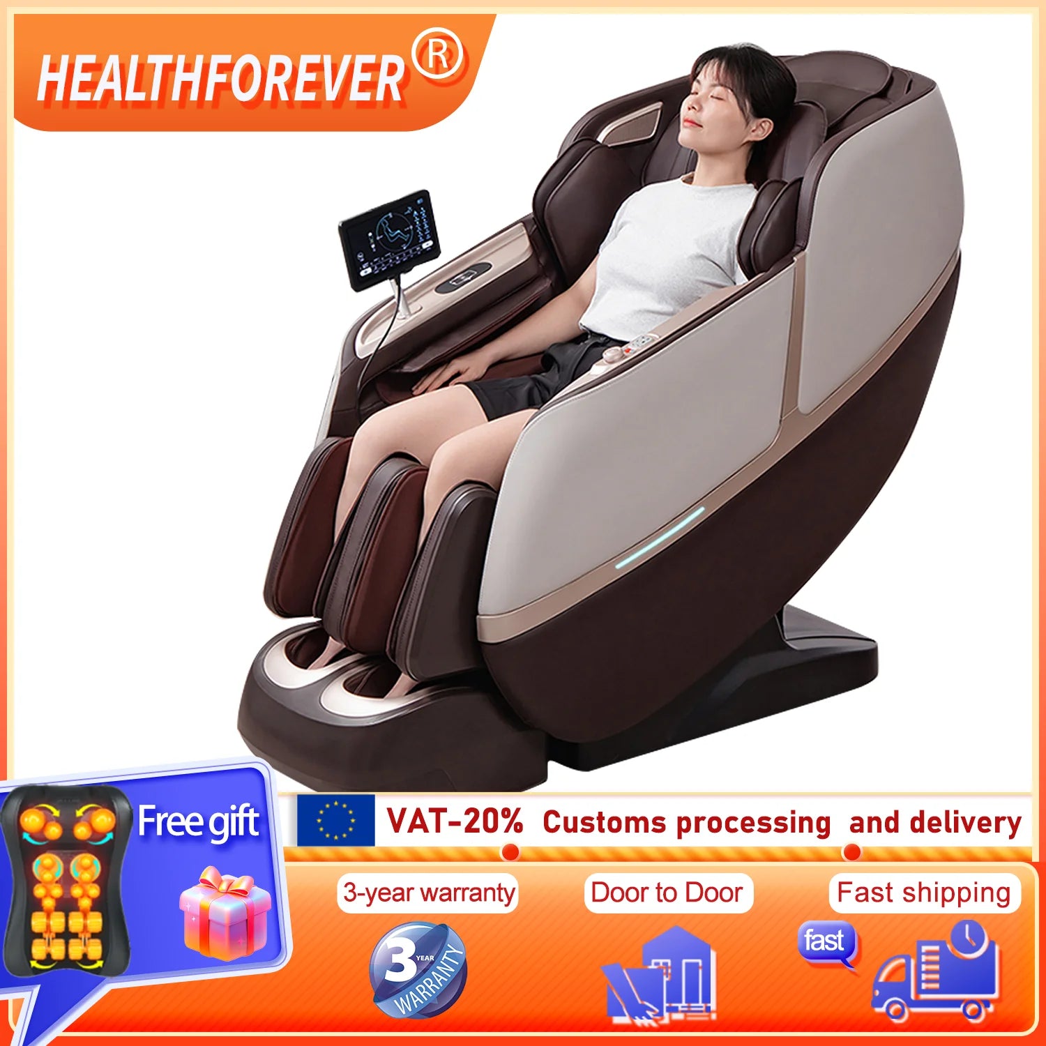 Massage Chair Full Body Zero Gravity SL Track Body Recliner with Heat AI Voice Control Thai Stretch office chair 3-Year Warranty