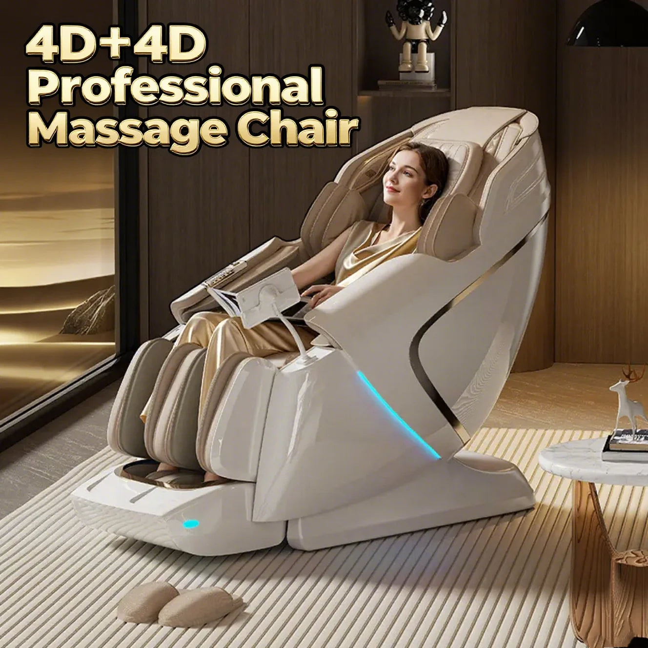 4D+4D Smart Massage Chairs Full Body 24 Modes Zero Gravity SL-Track Shiatsu Smart Auto Massage Chairs with Heat System Massage