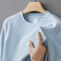 230g Men's Oversized Thick Round Neck T-shirt Summer Short Sleeved T-shirt Pure Cotton Solid Color Top Casual Versatile T-shirt