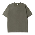Men's summer pure cotton distressed retro drop shoulder T-shirt solid color loose casual breathable men's casual T-shirt tops