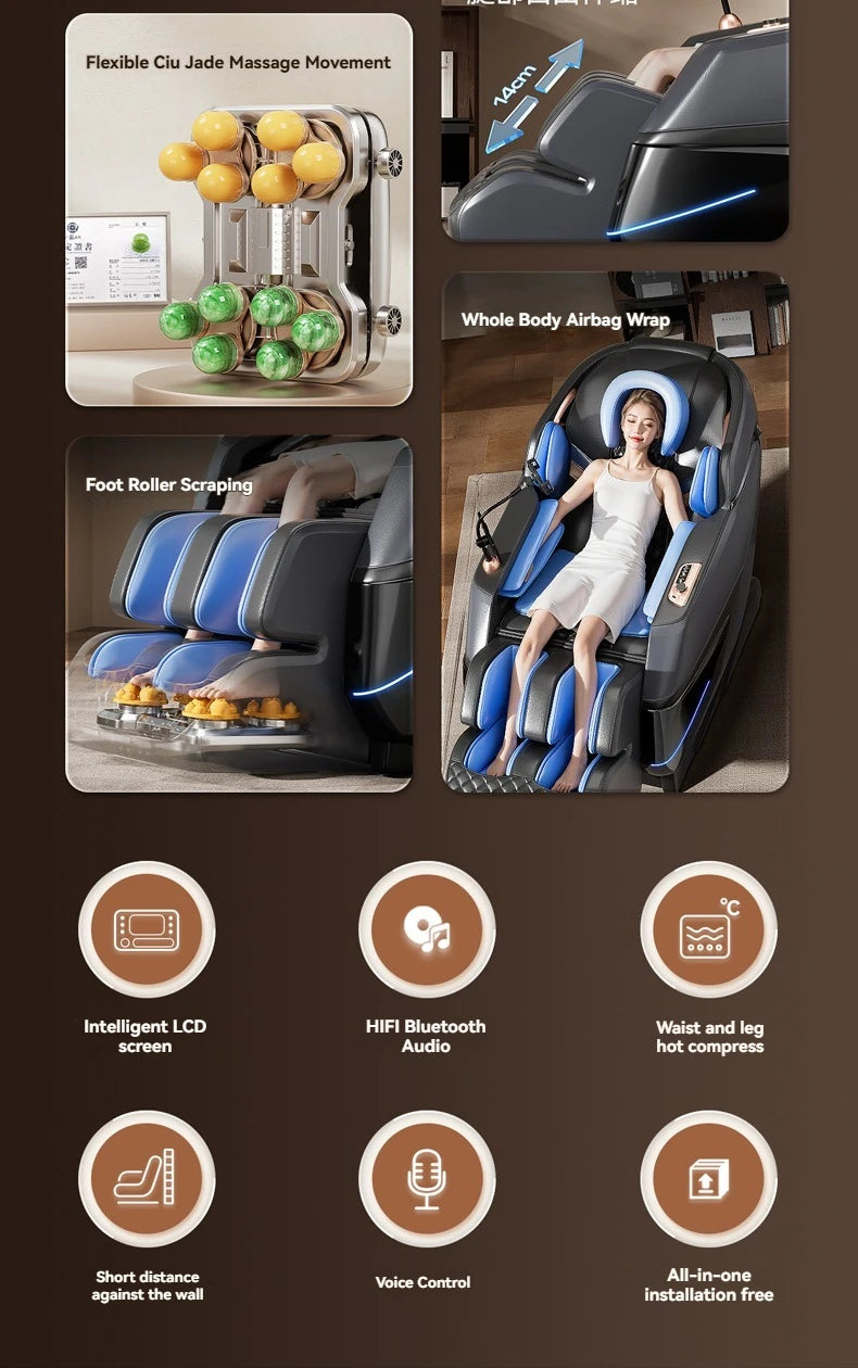 2025 4D Smart Massage Chair Full Body With Scan Body, Yoga Stretch,Foot Roller, Heated Zero Gravity Sl-Track Massage Chairs