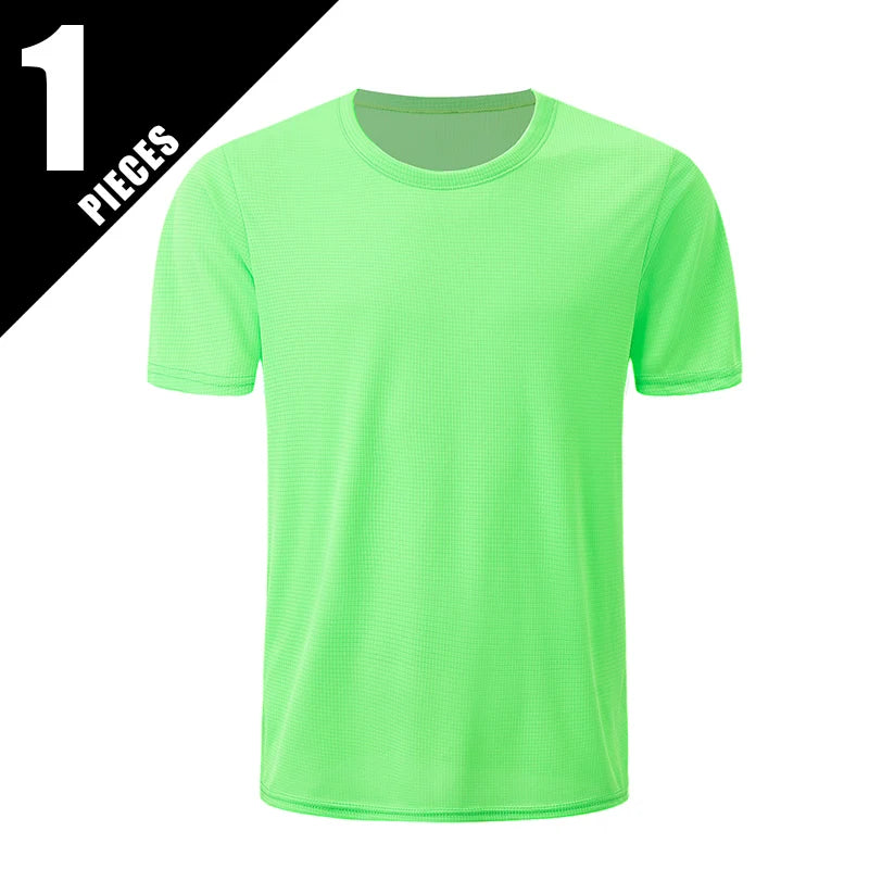 1/5 Pcs Men's Solid Color Waffle Sports Short Sleeve Fitness Running Jogging Base Clothes Joker Comfort License Training Shirt