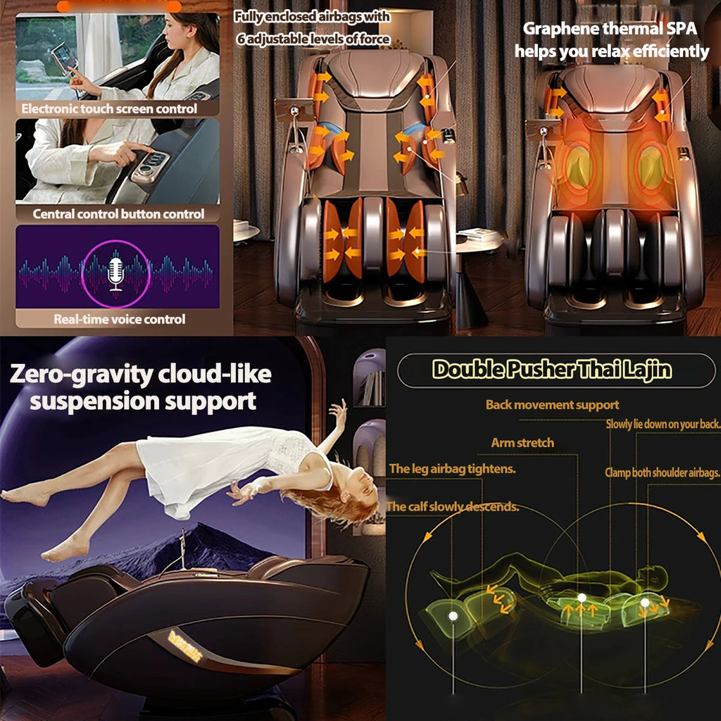 3 Year Warranty Dual-core 4D SL-Track Zero Gravity Heat Therapy Full Body Airbag Shiatsu Massage Chair Rocking Sofa Kneading