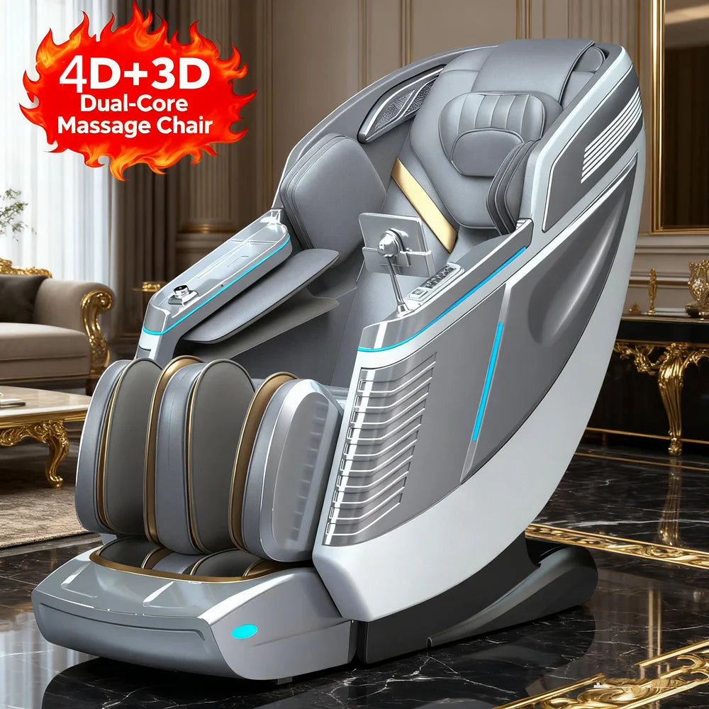 HealthCare 4D+3D Massage Chairs Full Body 20 Modes Zero Gravity SL-Track Shiatsu Massage Chair with Heat, Body Scan Deep Stretch
