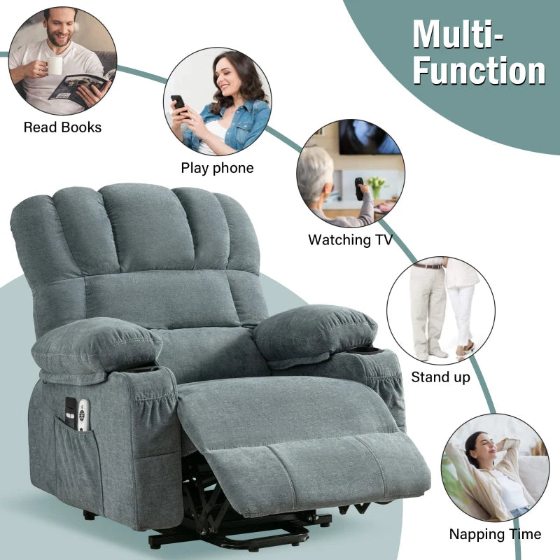 Power Electric massage lift lounge chair, suitable for the elderly, with heating and vibration functions, with USB, can be used