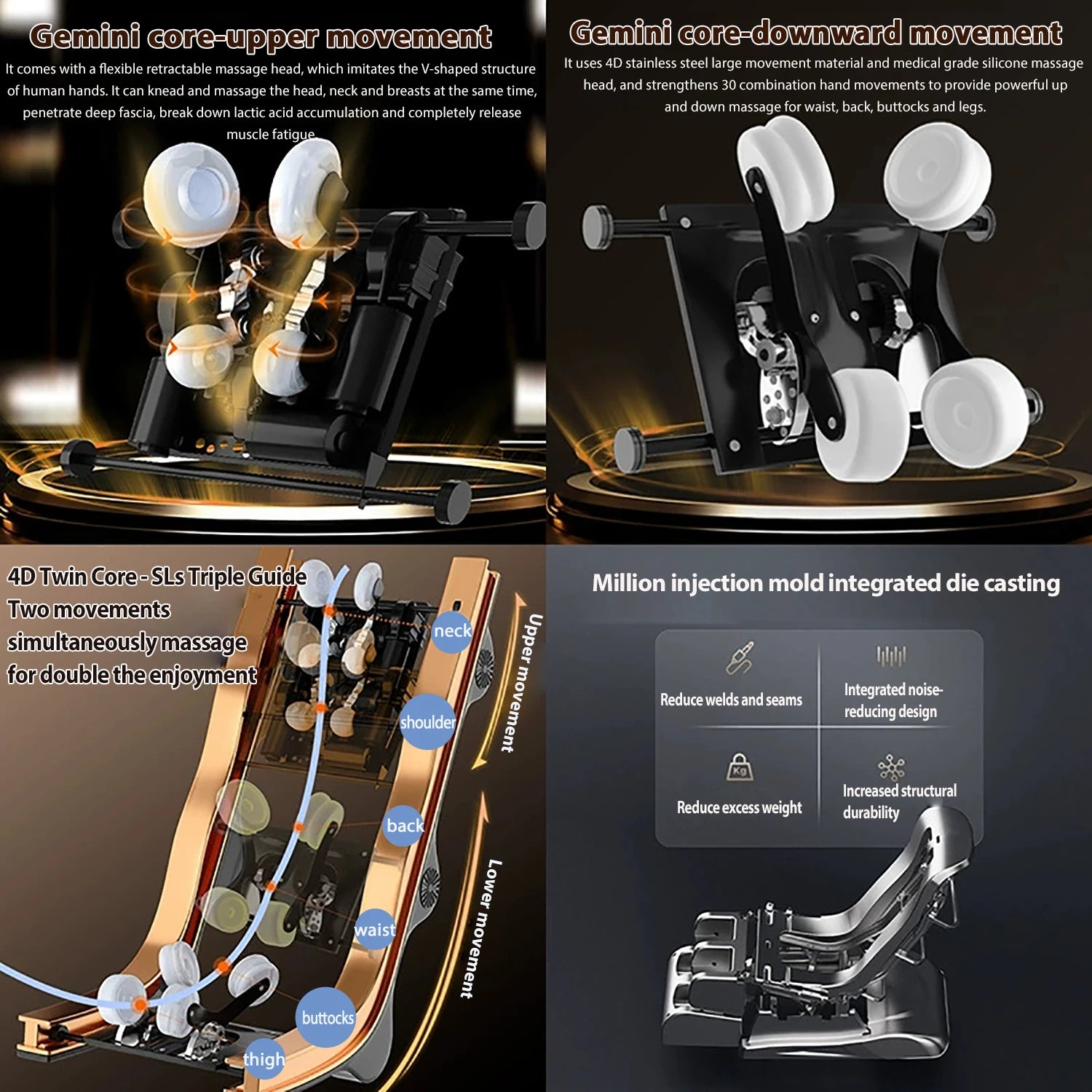 3 Year Warranty Dual-core 4D SL-Track Zero Gravity Heat Therapy Full Body Airbag Shiatsu Massage Chair Rocking Sofa Kneading