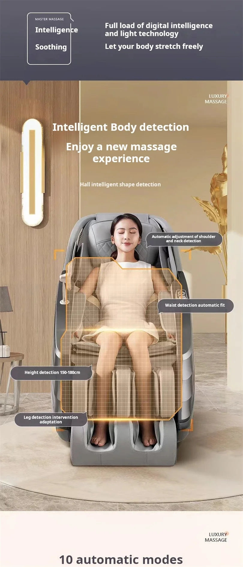 Smart Massage Chair Full Body Zero Gravity Sl-Track Shiatsu Massage Recliner Chair With Heated Deep Stretch Relax Massage Chairs