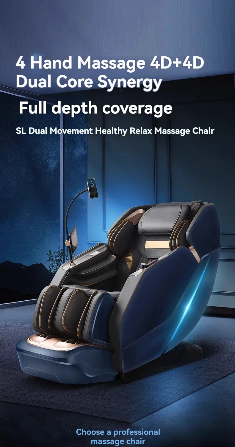 Full Body 4D+4D Massage Chair Intelligent Health Detection Massage Recline Chairs Zero Gravity Heating Stretch Massage Chair