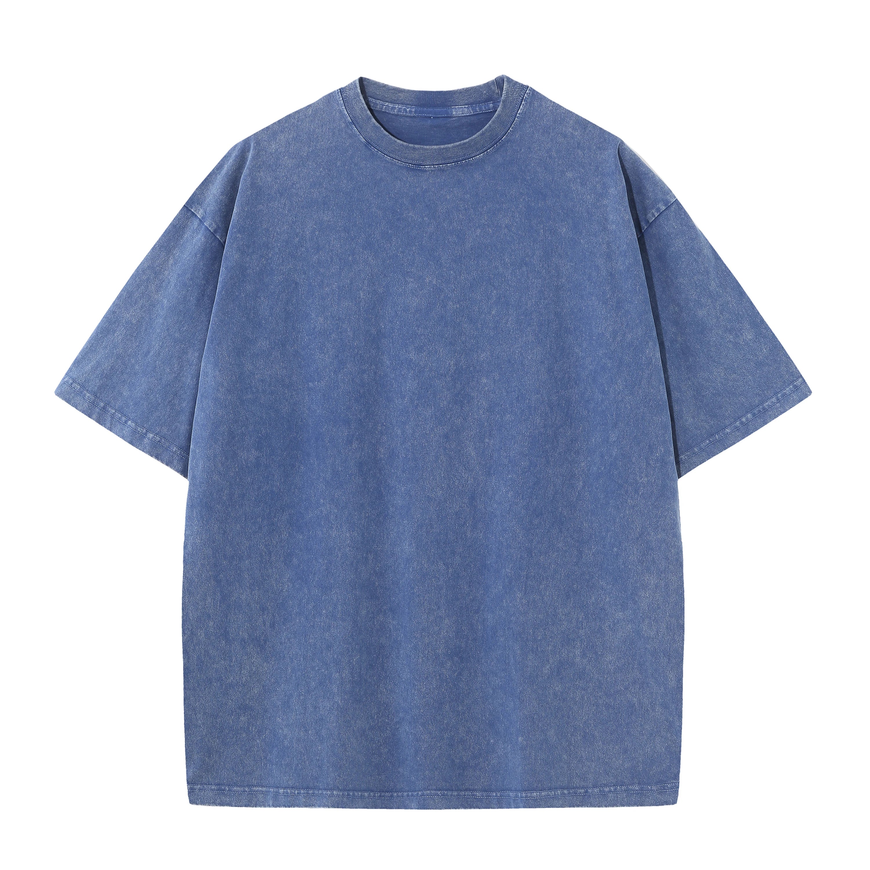 Men's summer pure cotton distressed retro drop shoulder T-shirt solid color loose casual breathable men's casual T-shirt tops