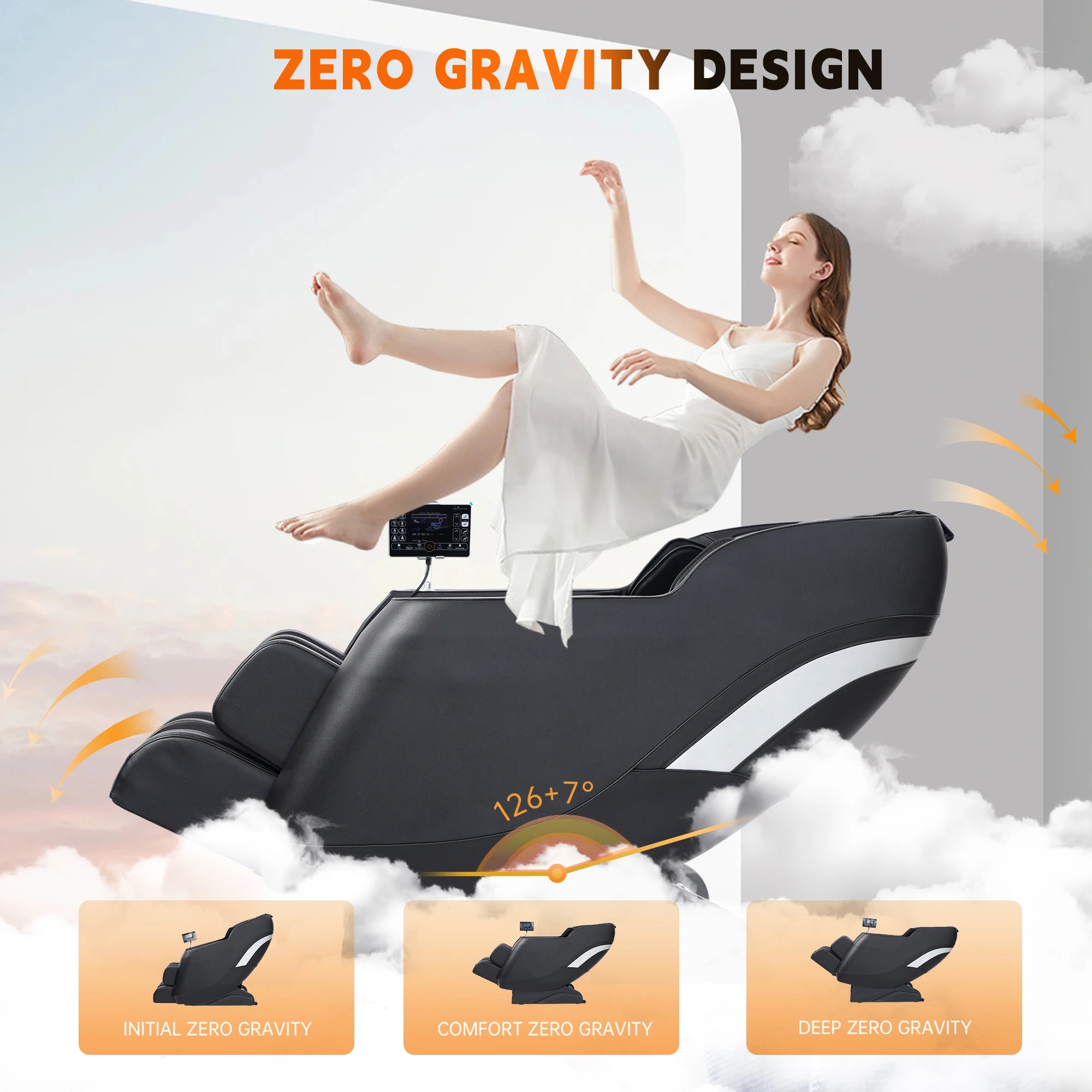 4D Zero Gravity Massage Chair, Full Body Massage Recliner Chair with Heat, Foot Massage, Airbags, Bluetooth and Control Screen