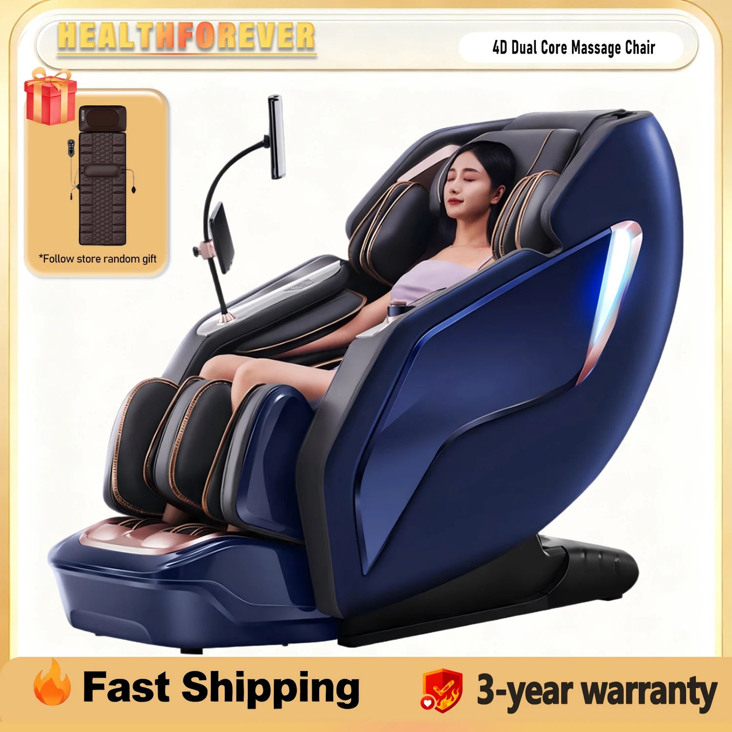 Dual movement Luxury 4D Smart Zero Gravity Massage Chair Full Body Shiatsu Massage SL Track Body Recliner 3D Thai Stretch electr