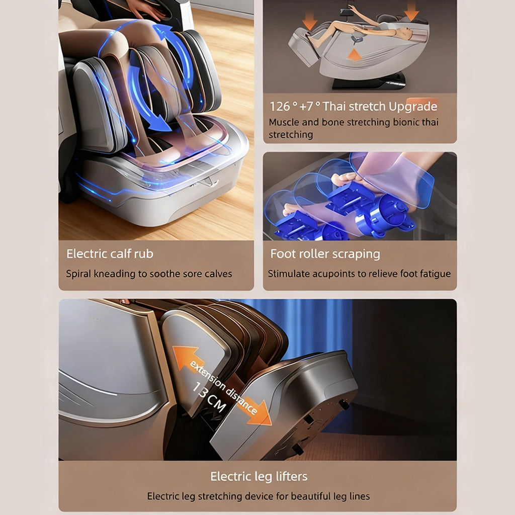 3-year warranty Electric Massage Chair Intelligent Voice Control Kneading 6D+6D Dual Core Full Body Airbag Home 3D Thai Stretch