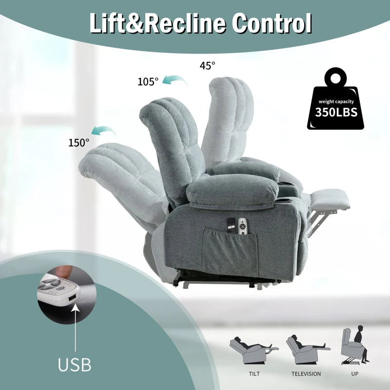 Power Electric massage lift lounge chair, suitable for the elderly, with heating and vibration functions, with USB, can be used