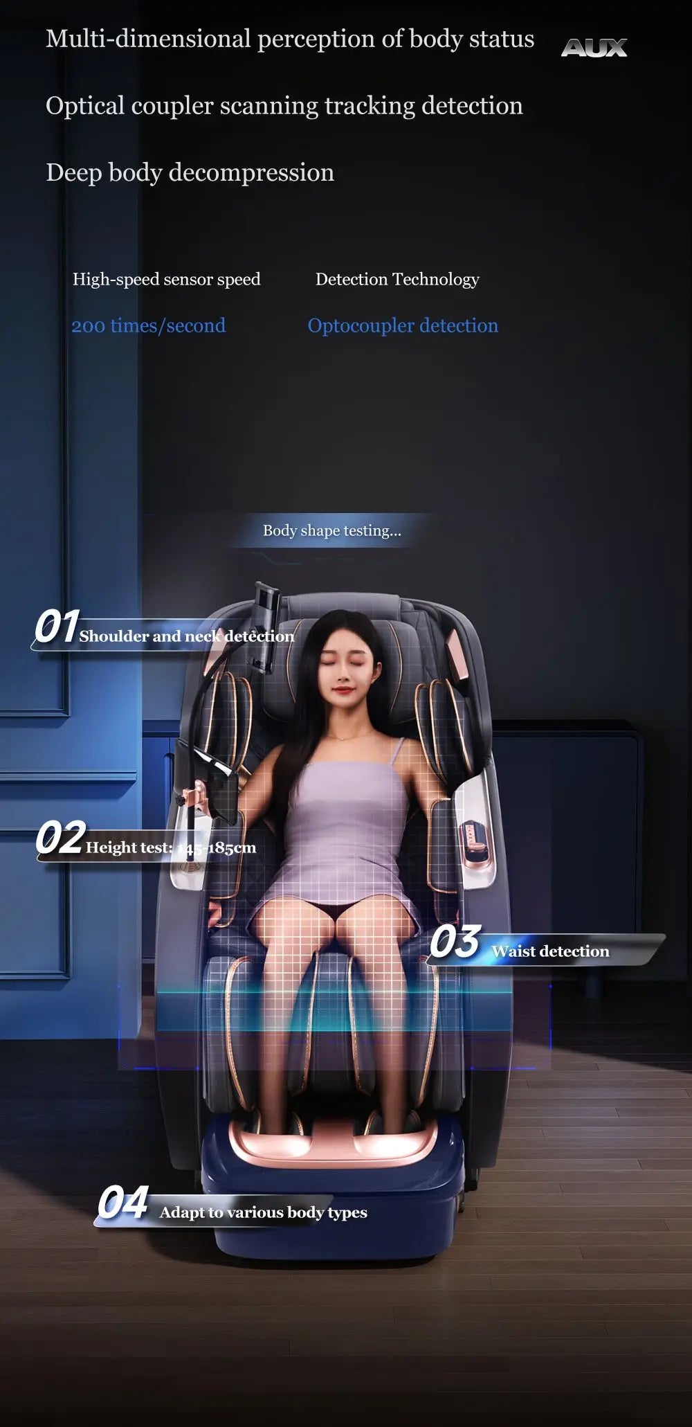 Full Body 4D+4D Massage Chair Intelligent Health Detection Massage Recline Chairs Zero Gravity Heating Stretch Massage Chair