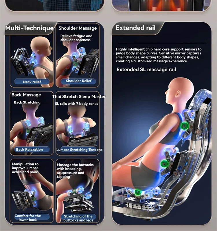 6D Massage Chair Full Body Zero Gravity Deep Stretch Heated Massage Chairs SL-Track Relax Shiatsu Massage Chair with Body Scan