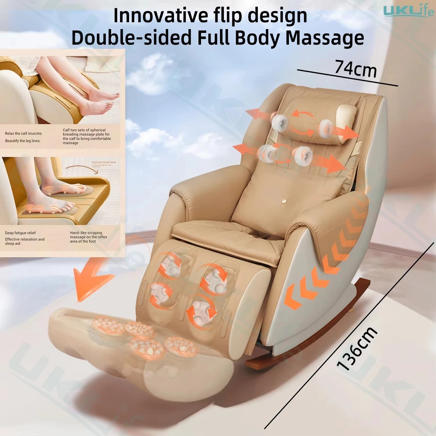 Electric Massage Sofa Recliner｜Full Body AI Massage Chair with Waist & Leg Relaxation｜Compact Ergonomic Design for Home Office