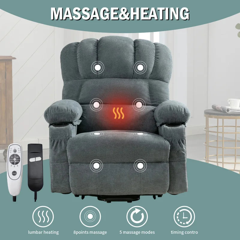 Power Electric massage lift lounge chair, suitable for the elderly, with heating and vibration functions, with USB, can be used