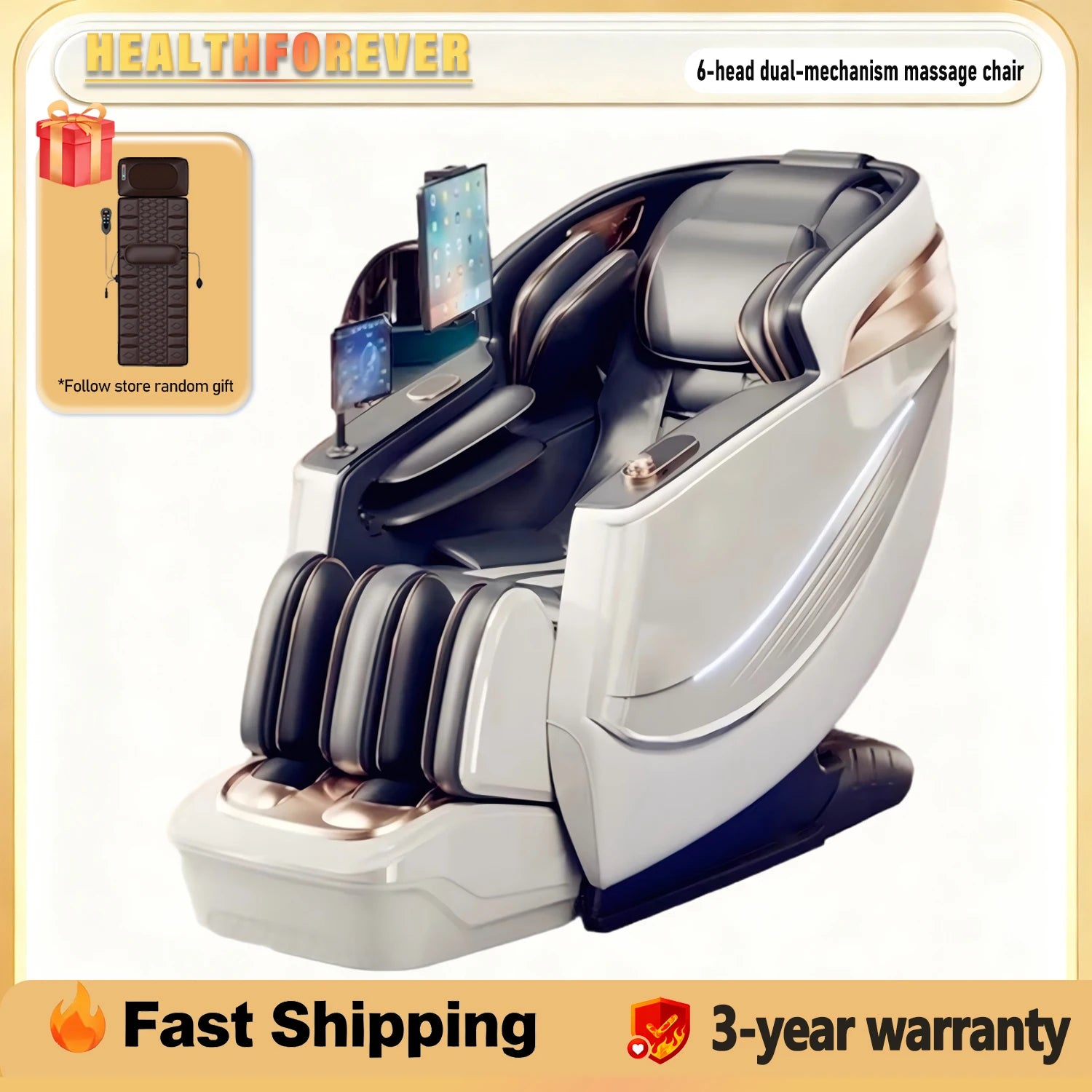 6D+6D Dual 6-head massage chair SL Track Heat Therapy AI Voice Control Thai Stretch massage chair 4d zero gravity Health Scan