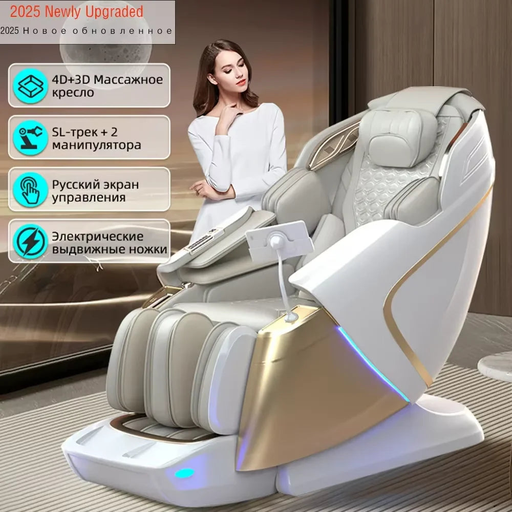 4D+4D Smart Massage Chairs Full Body 24 Modes Zero Gravity SL-Track Shiatsu Smart Auto Massage Chairs with Heat System Massage