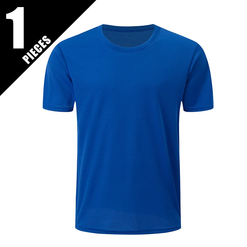 1/5 Pcs Men's Solid Color Waffle Sports Short Sleeve Fitness Running Jogging Base Clothes Joker Comfort License Training Shirt