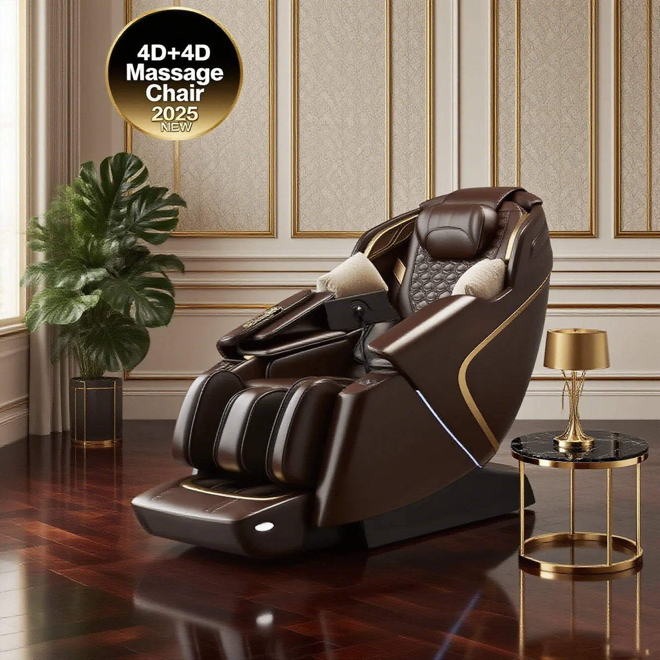 4D+4D Smart Massage Chairs Full Body 24 Modes Zero Gravity SL-Track Shiatsu Smart Auto Massage Chairs with Heat System Massage