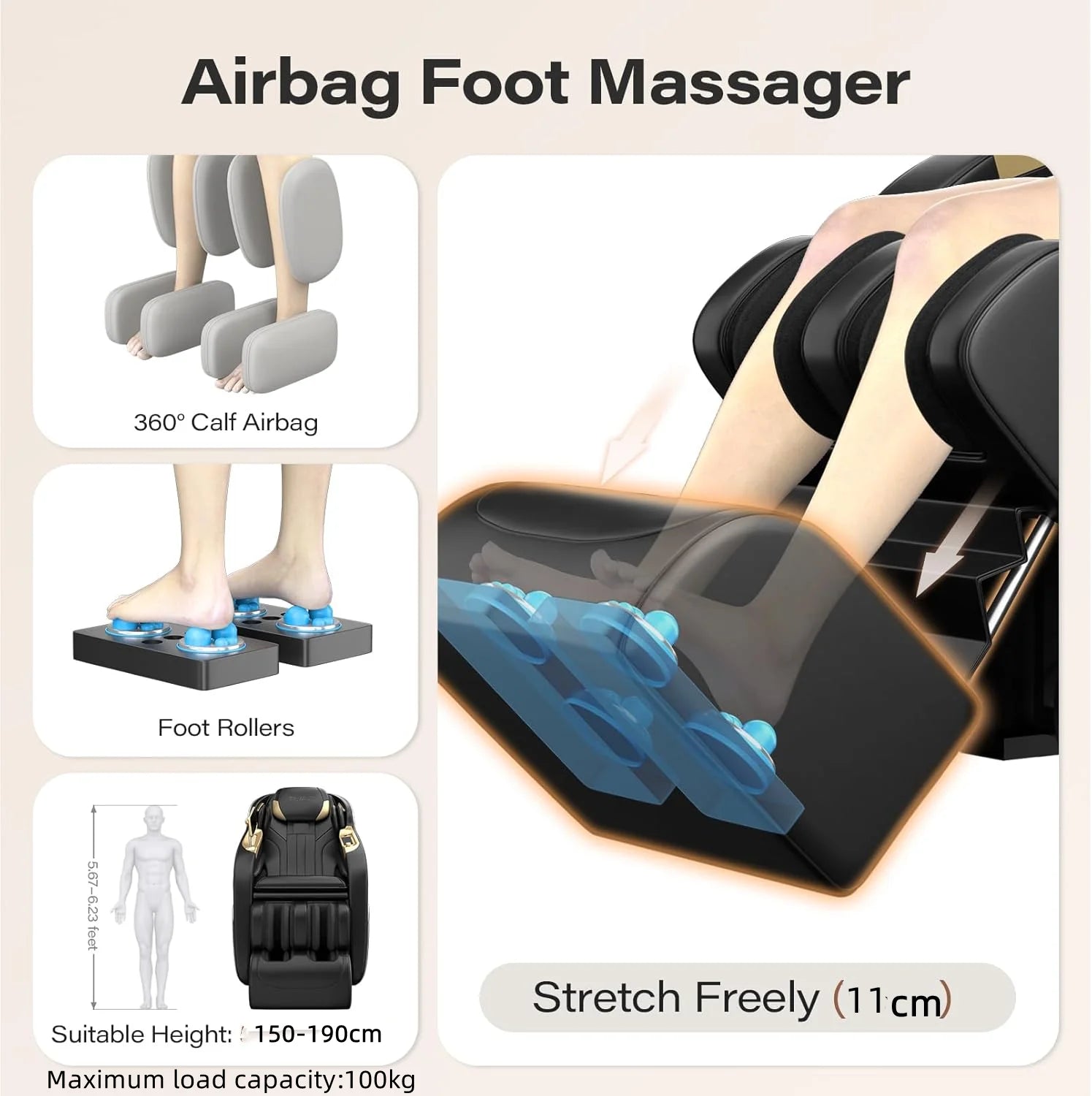 8D Fixed Point Massage Chair Full Body Zero Gravity Massage Recliner Chairs with Body Scan, Foot Rollers, 20 Modes, Deep Stretch