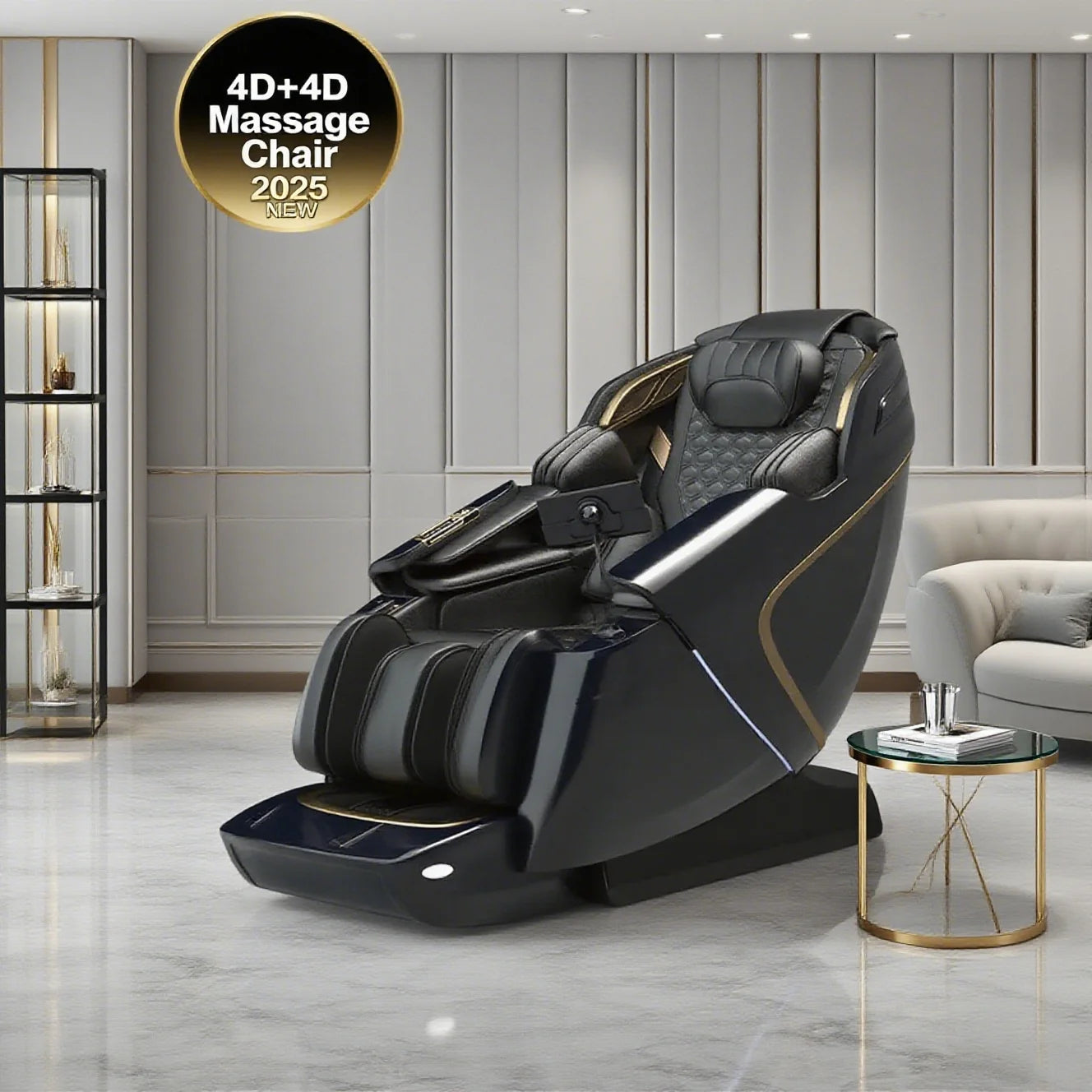 4D+4D Smart Massage Chairs Full Body 24 Modes Zero Gravity SL-Track Shiatsu Smart Auto Massage Chairs with Heat System Massage