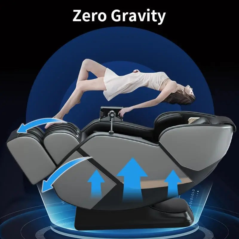Zero-Gravity Massage Chair Full Body Chair  with Heating Kneading Massager Chair with Bluetooth Airbags Foot Rollers Grey