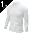 1/2piece Autumn And Winter Men's Semi High Neck Fashionable Base Long Sleeved Top Solid Color Casual Sports Fitness Warm T-shirt