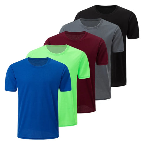 1/5 Pcs Men's Solid Color Waffle Sports Short Sleeve Fitness Running Jogging Base Clothes Joker Comfort License Training Shirt