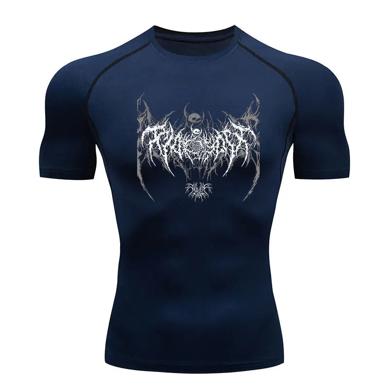 Y2K Compression Shirt Men Fitness Gym Skeleton Sport Running T-Shirt Rashgard Tops Tee Quick Dry Short Sleeve T-Shirt For Men