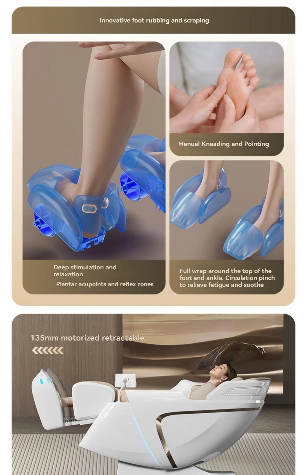 4D+4D Smart Massage Chairs Full Body 24 Modes Zero Gravity SL-Track Shiatsu Smart Auto Massage Chairs with Heat System Massage