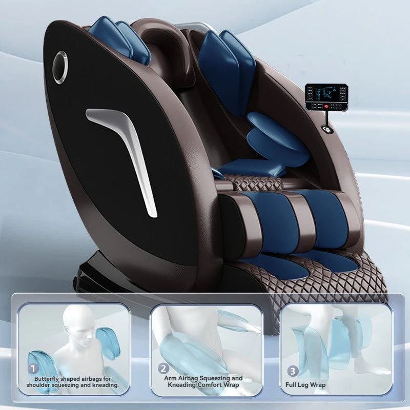 8D Fixed Point Massage Chair Full Body Zero Gravity Massage Recliner Chairs with Body Scan, Foot Rollers, 20 Modes, Deep Stretch