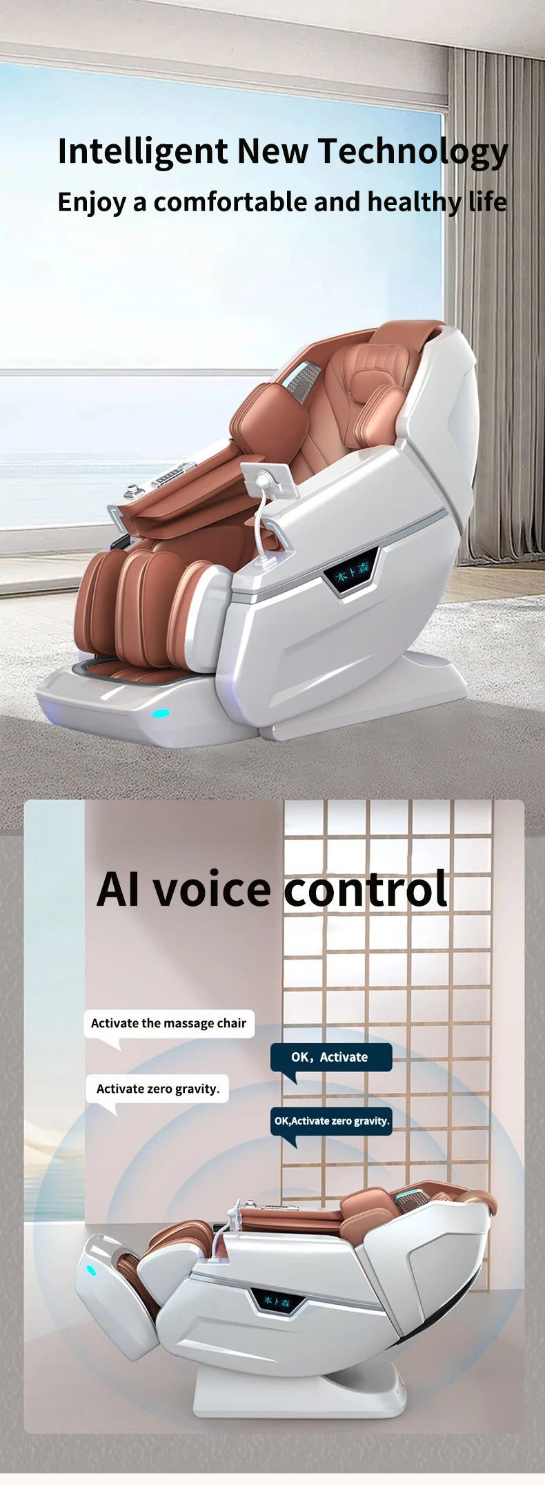 New Hot-selling Airbags Zero-gravity  Luxury Cabin Intelligence Bluetooth Music Pu Leather at Home Full Body 4D Massage Chair