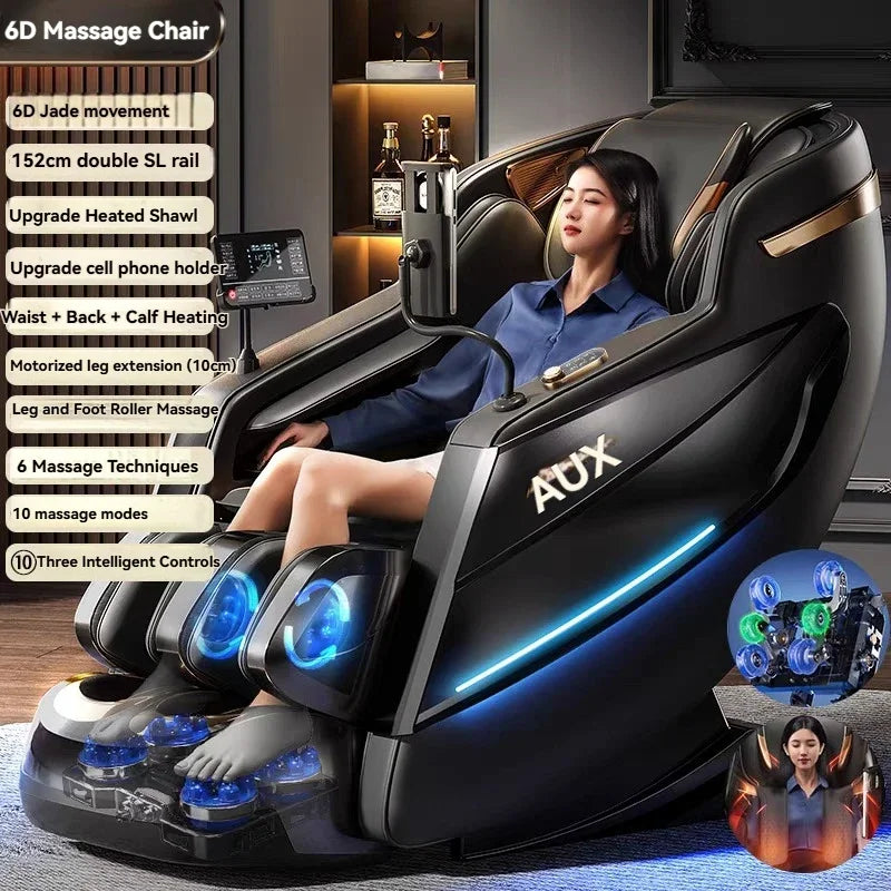 Dual-Core 6D+6D Massage Chair Full Body Zero Gravity Massage Recliner Chairs with Heating Deep Stretch Relaxation Massage Chair