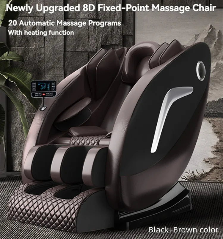 8D Fixed Point Massage Chair Full Body Zero Gravity Massage Recliner Chairs with Body Scan, Foot Rollers, 20 Modes, Deep Stretch