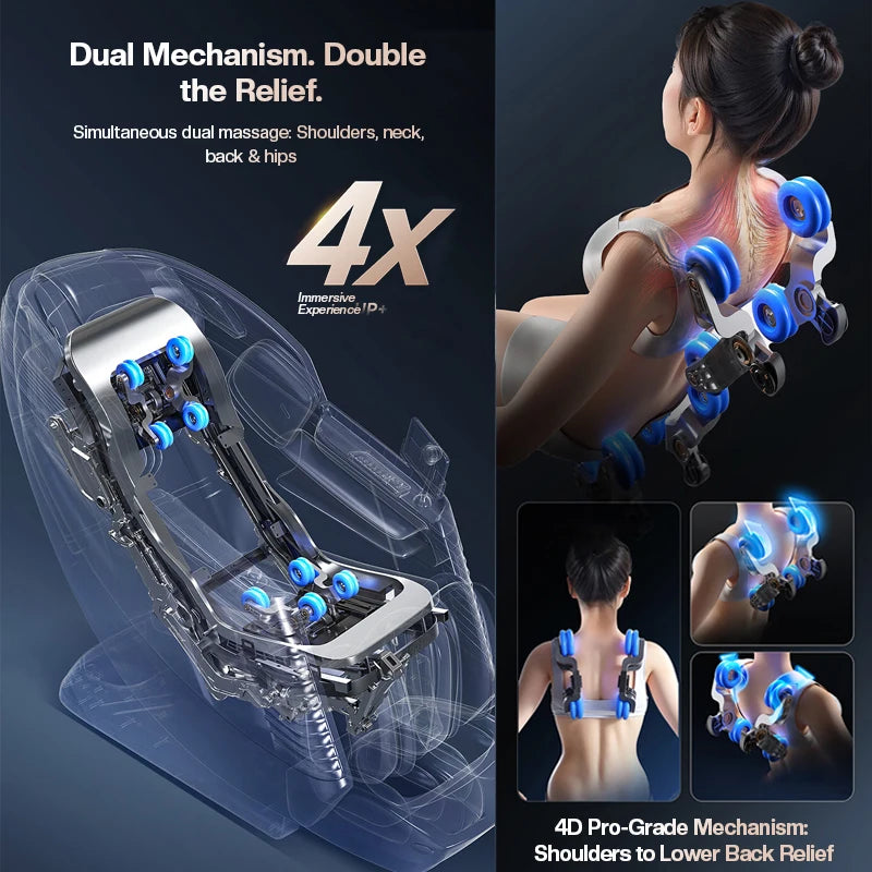 HealthCare 4D+3D Massage Chairs Full Body 20 Modes Zero Gravity SL-Track Shiatsu Massage Chair with Heat, Body Scan Deep Stretch