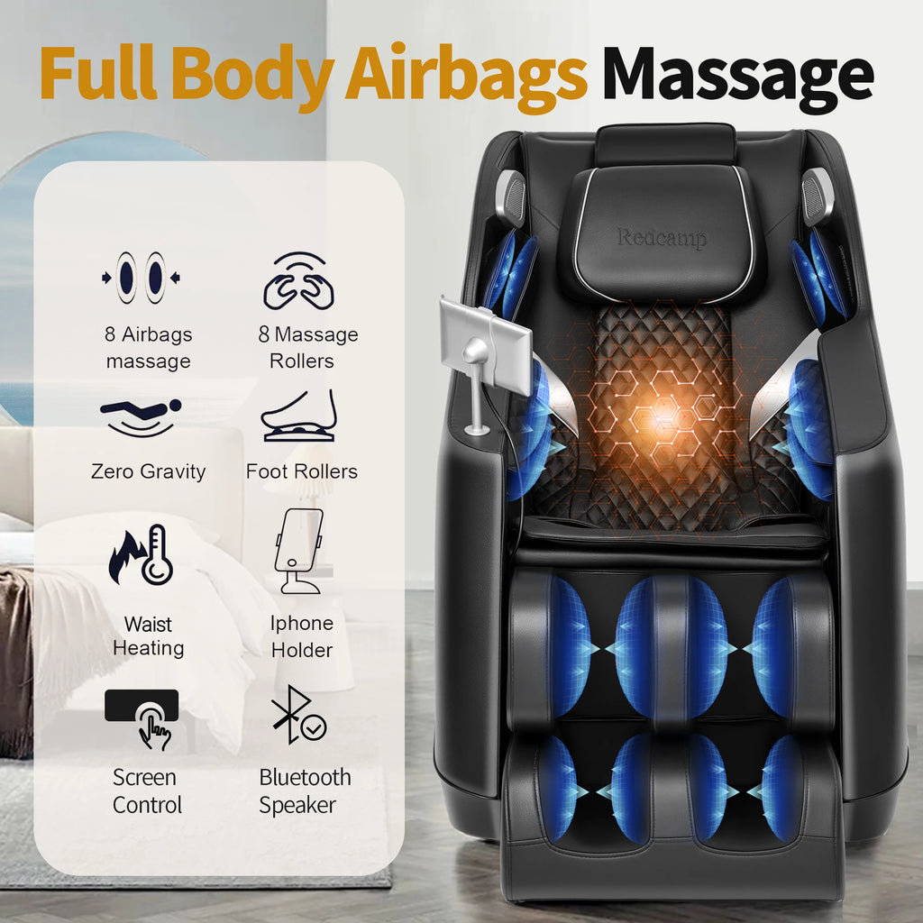 4D Zero Gravity Massage Chair, Full Body Massage Recliner Chair with Heat, Foot Massage, Airbags, Bluetooth and Control Screen