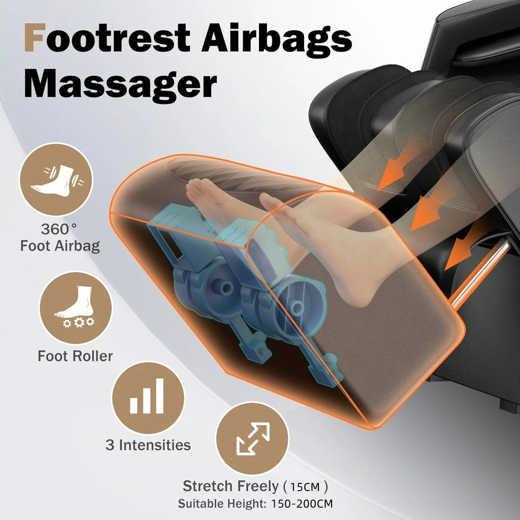 6D Massage Chair Full Body Zero Gravity Deep Stretch Heated Massage Chairs SL-Track Relax Shiatsu Massage Chair with Body Scan