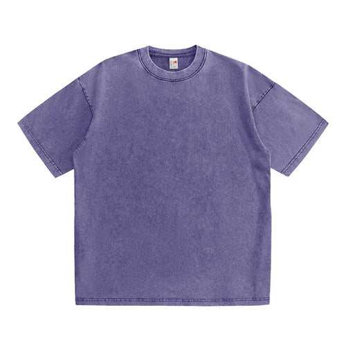 230G Cotton American Large Size T Shirts Men Summer Vintage Clothes Washed Tees Casual Short Sleeve Basic Male Tops